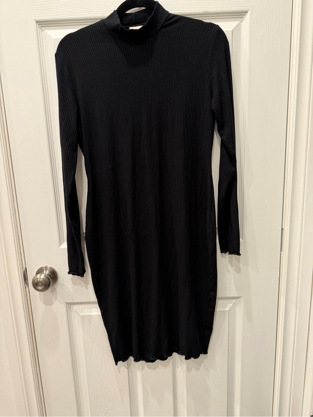 CARRY maternity Black Ribbed Long-Sleeve Dress w high neck and super soft